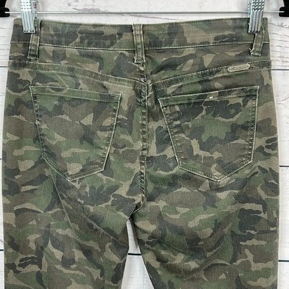 Kancan Jeans Womens 26 Green Camo Ankle Skinny‎ Midrise Stretch Casual